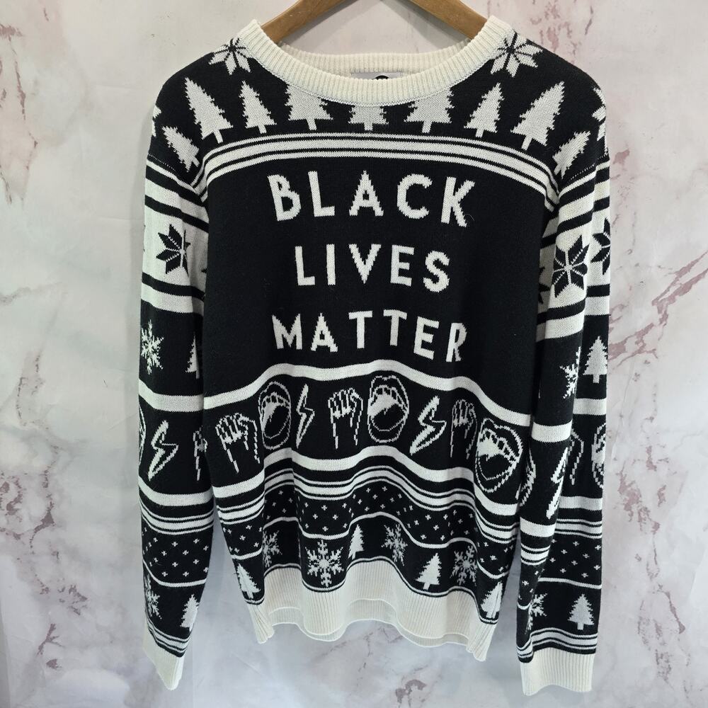 Black Lives Matter Sweater Unisex Medium White Protest Democratic Humanist
